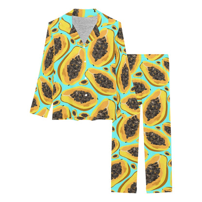 Papaya Pattern Print Design PP03 Women's Long Pajama Set