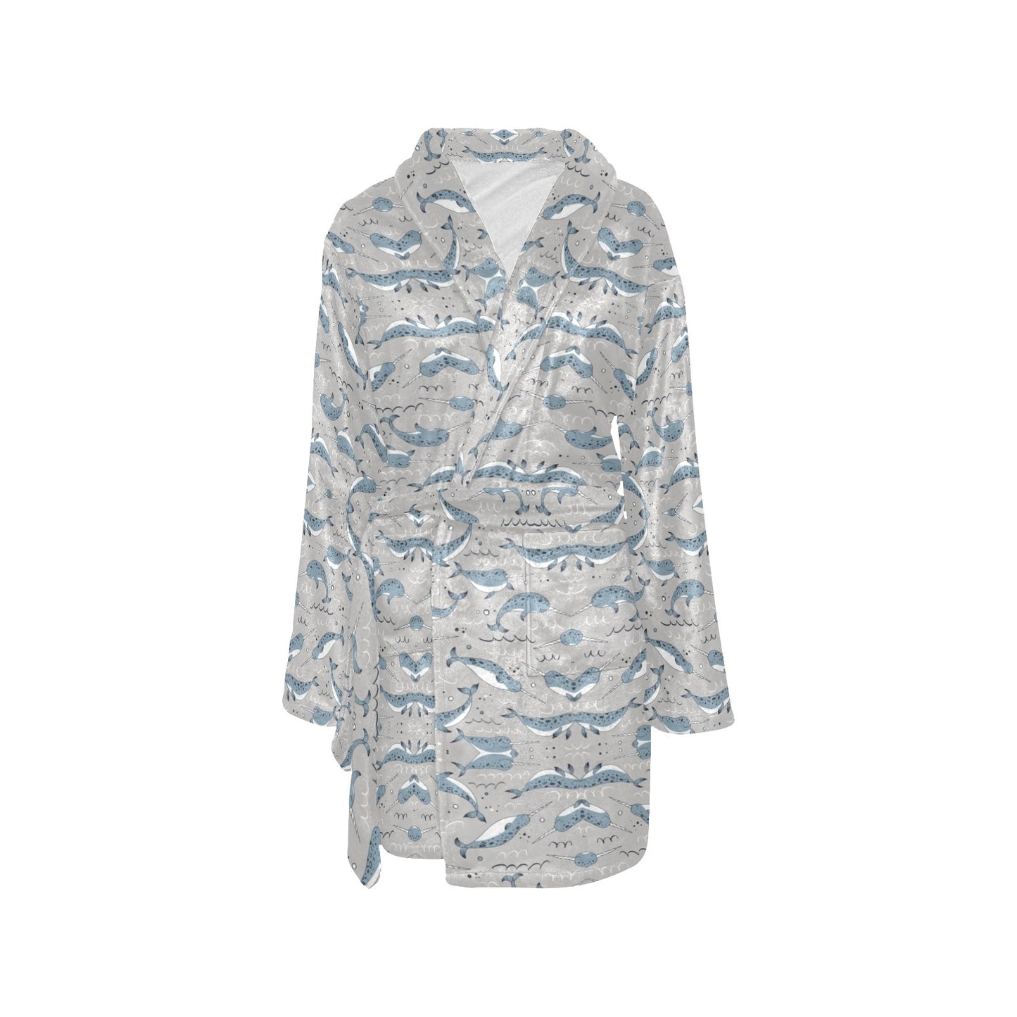 Narwhal Pattern Print Women's Fleece Robe