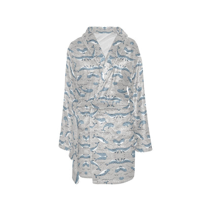 Narwhal Pattern Print Women's Fleece Robe