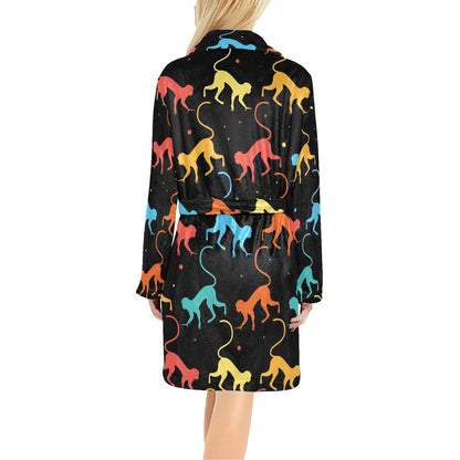 Monkey Pattern Print Design 01 Women's Fleece Robe