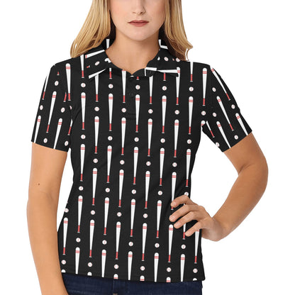 Baseball Pattern Print Design 03 Women's Polo Shirt