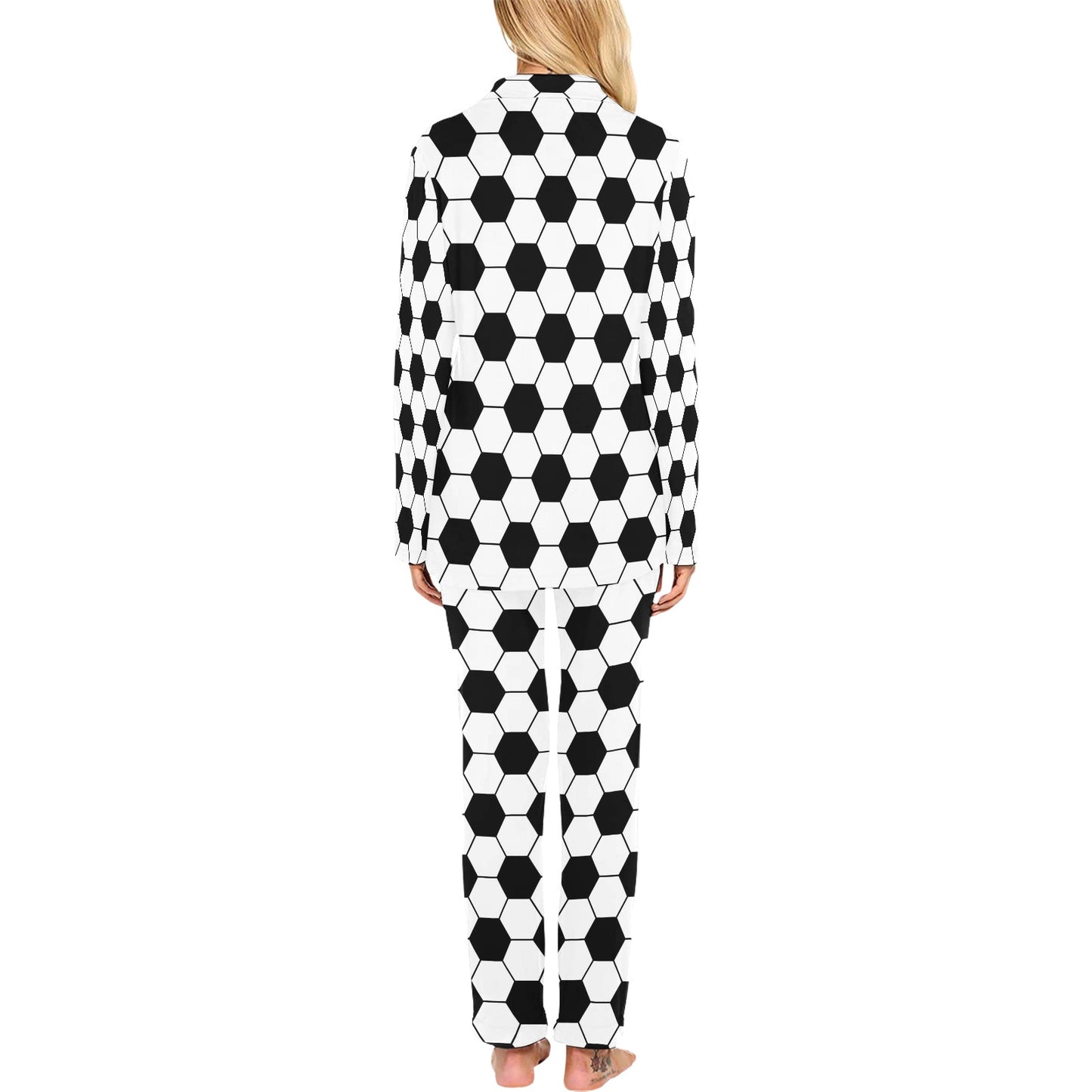 Soccer Ball Texture Print Design LKS303 Women's Long Pajama Set