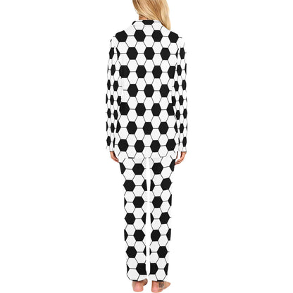 Soccer Ball Texture Print Design LKS303 Women's Long Pajama Set