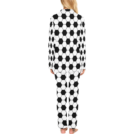 Soccer Ball Texture Print Design LKS303 Women's Long Pajama Set