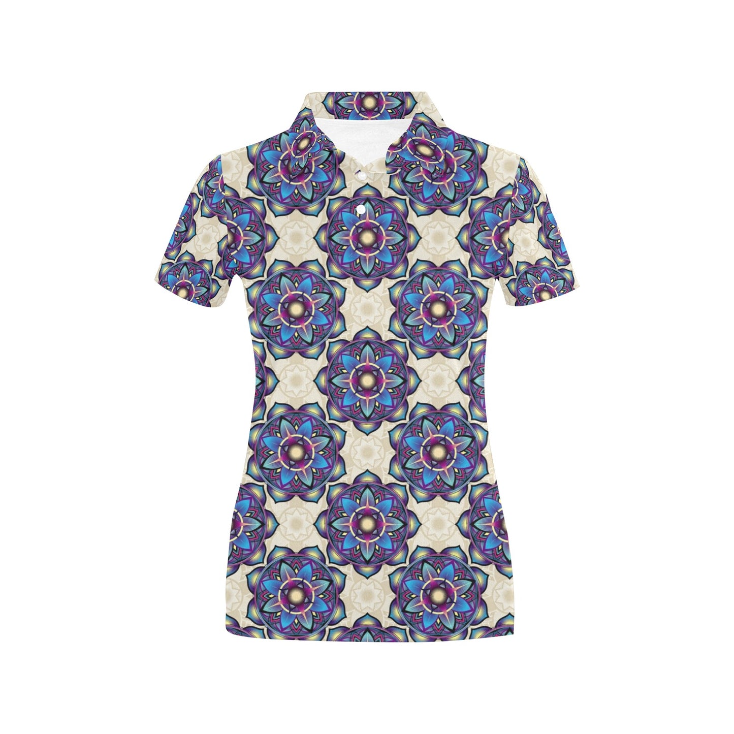 lotus Boho Pattern Print Design LO08 Women's Polo Shirt