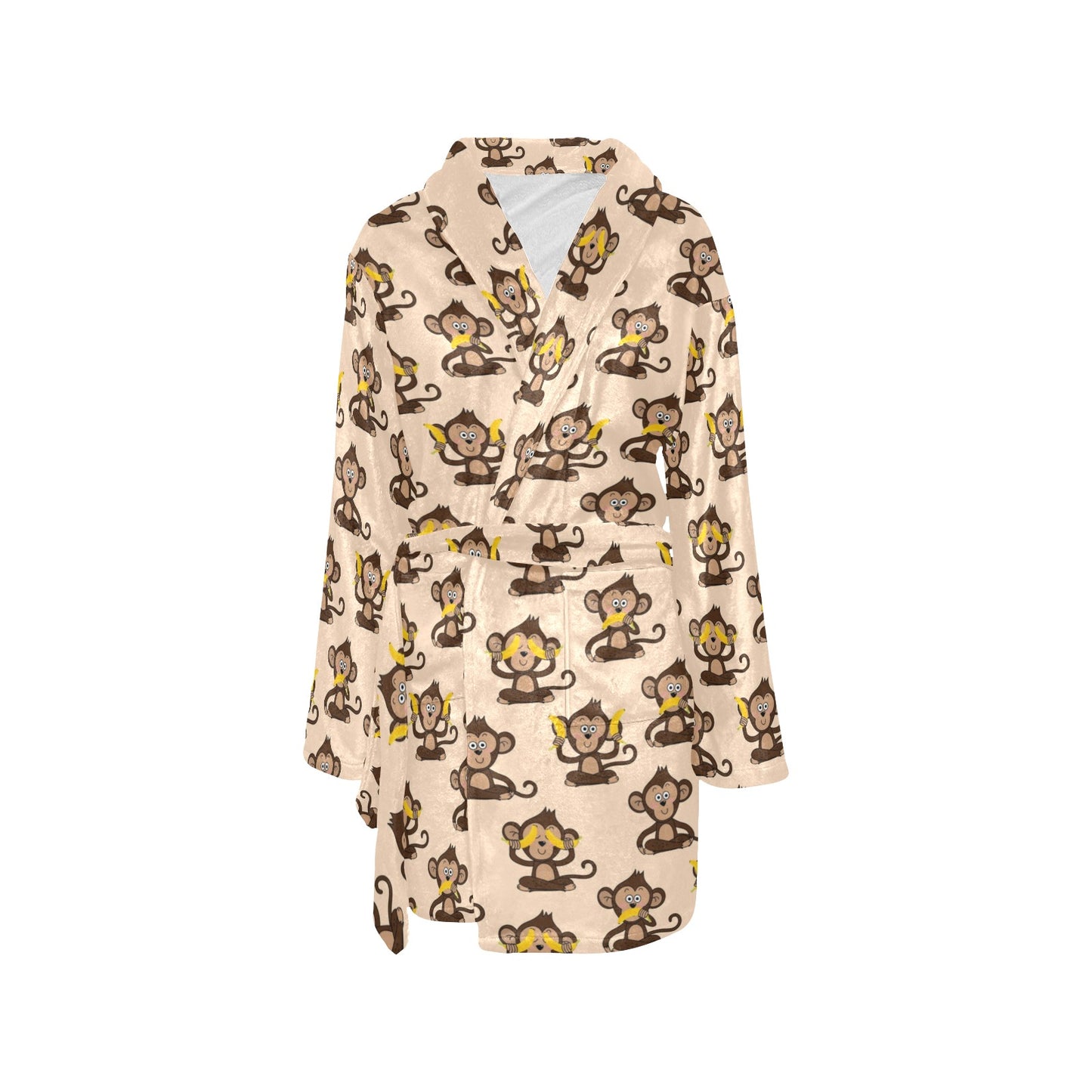 Monkey Pattern Print Design 03 Women's Fleece Robe