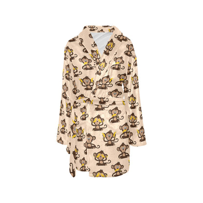 Monkey Pattern Print Design 03 Women's Fleece Robe