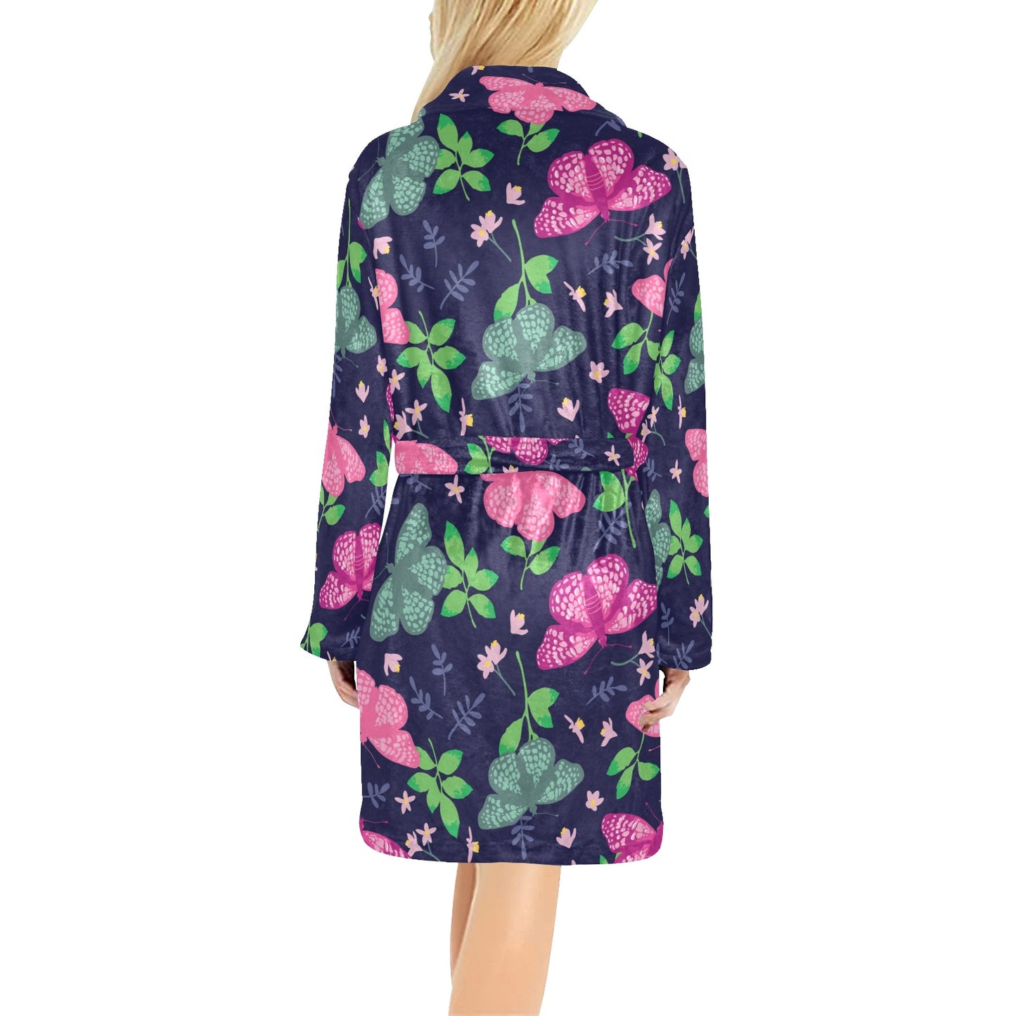 Monarch Butterfly Pattern Print Design 03 Women's Fleece Robe