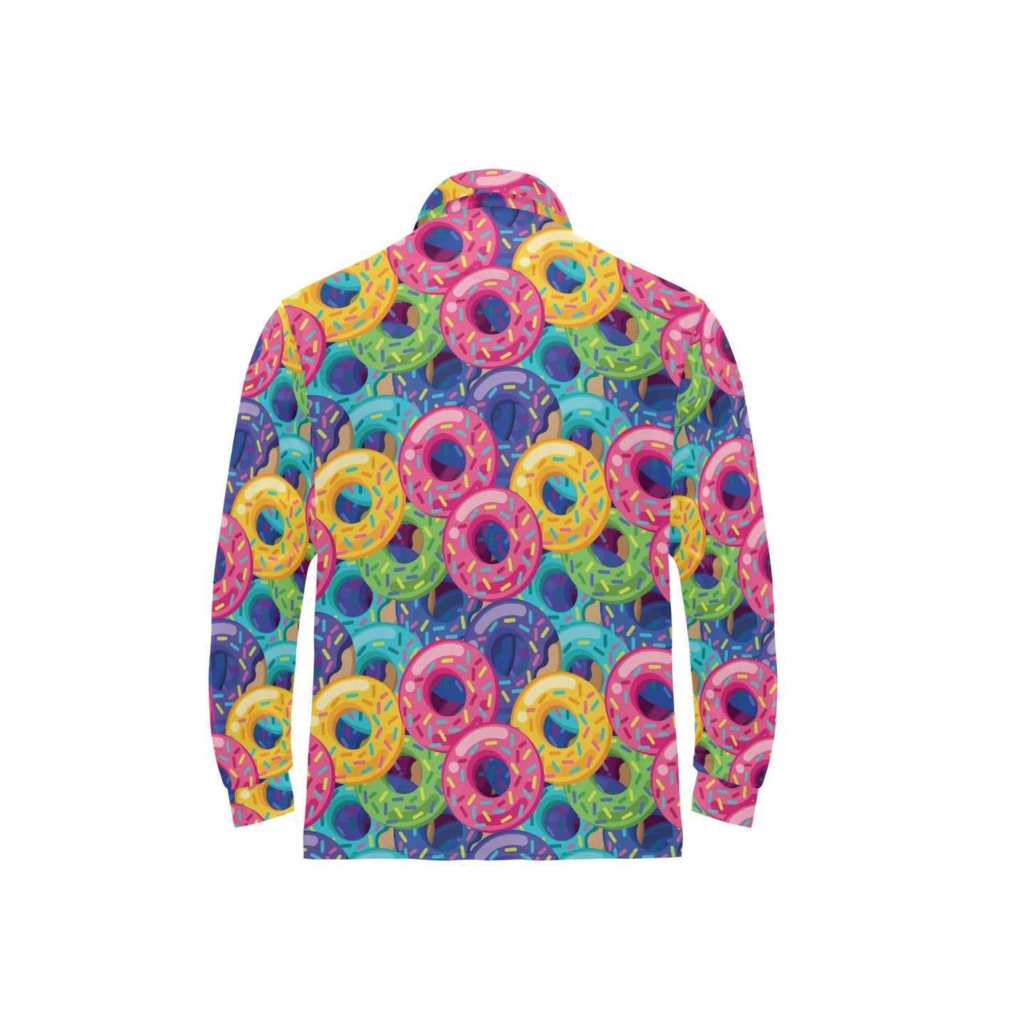 Donut Pattern Print Design DN010 Long Sleeve Polo Shirt For Men's