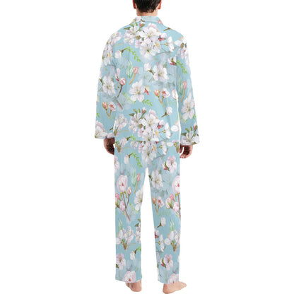 Apple blossom Pattern Print Design AB06 Men's Long Pajama Set