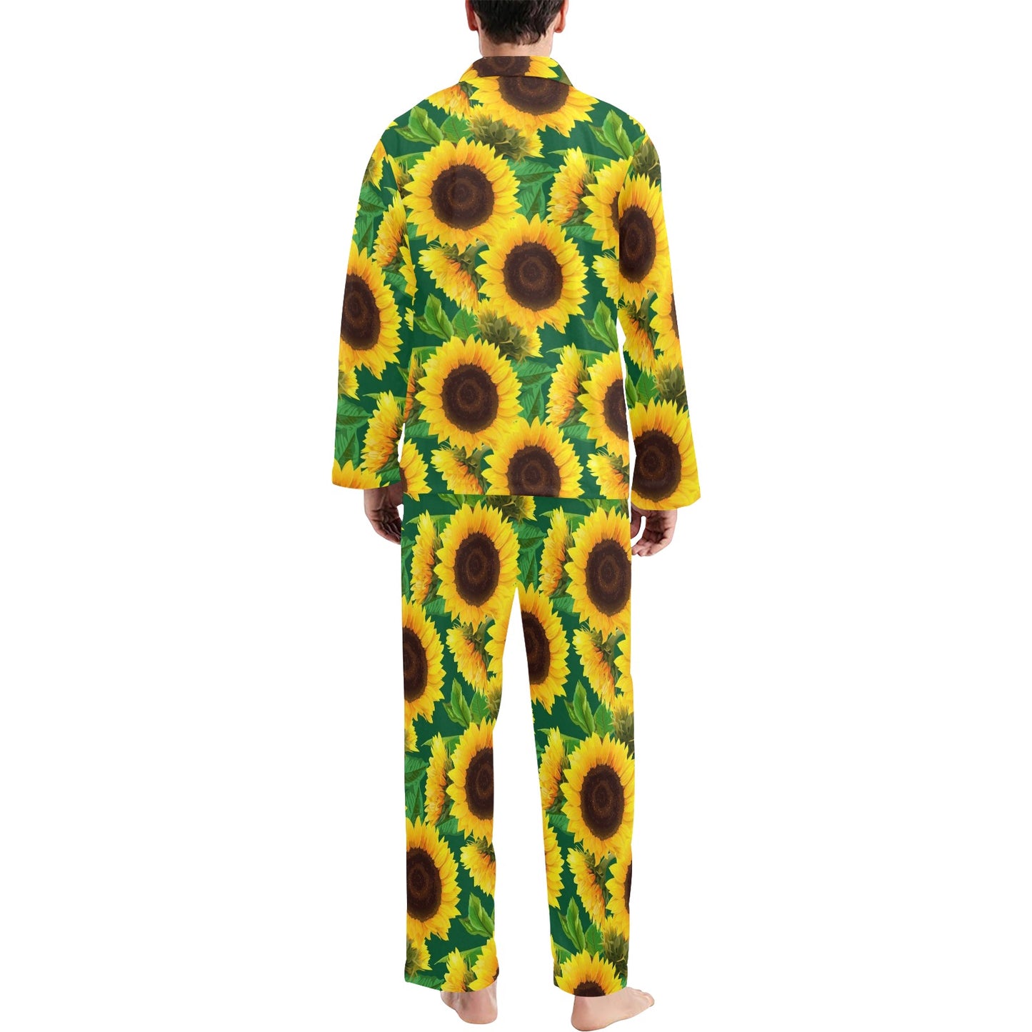 Sunflower Pattern Print Design SF02 Men's Long Pajama Set
