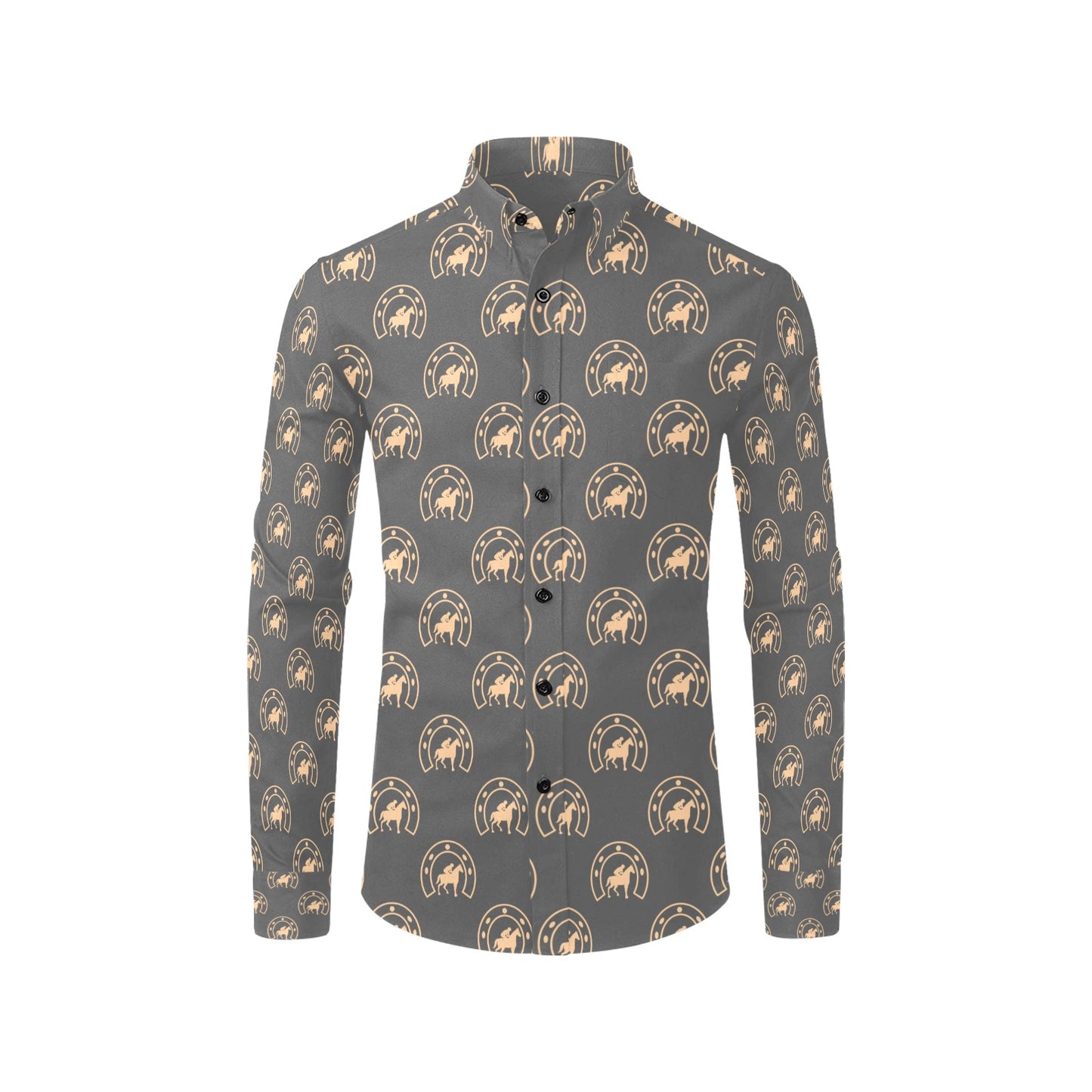 Horseshoe Print Design LKS306 Men's Long Sleeve Dress Shirt