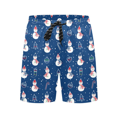 Snowman Print Design LKS306 Men's Swim Trunks Beach Shorts