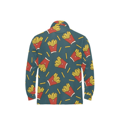French Fried Pattern Print Design 04 Long Sleeve Polo Shirt For Men's