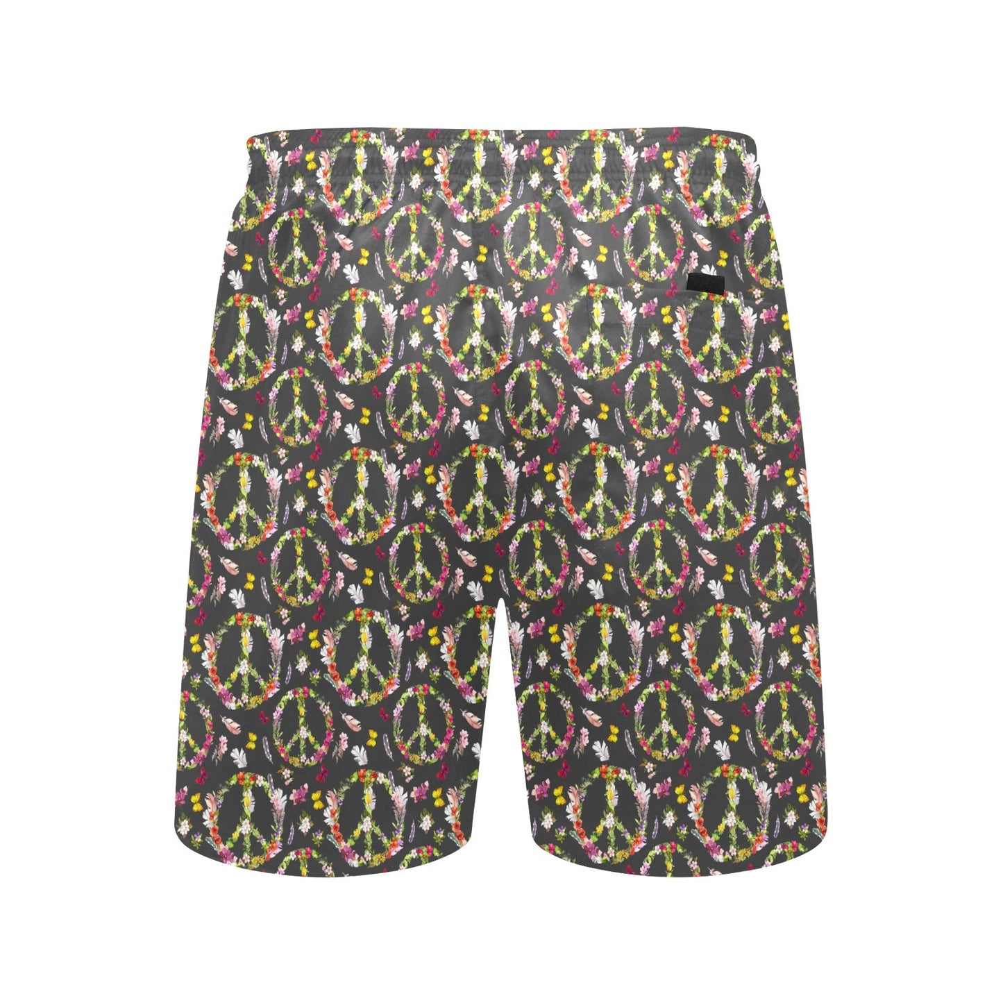 Peace Sign flowers Design Print Men's Swim Trunks Beach Shorts