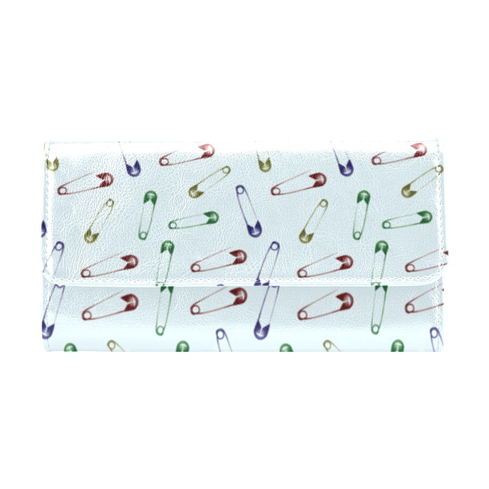 Safety Pin Print Design LKS303 Women's Trifold Wallet