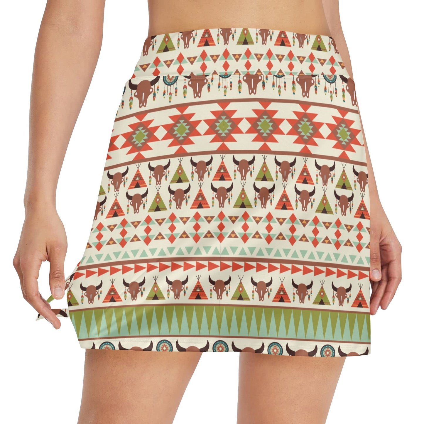 American indian Ethnic Pattern 17" Golf & Pickleball Skort with Pockets