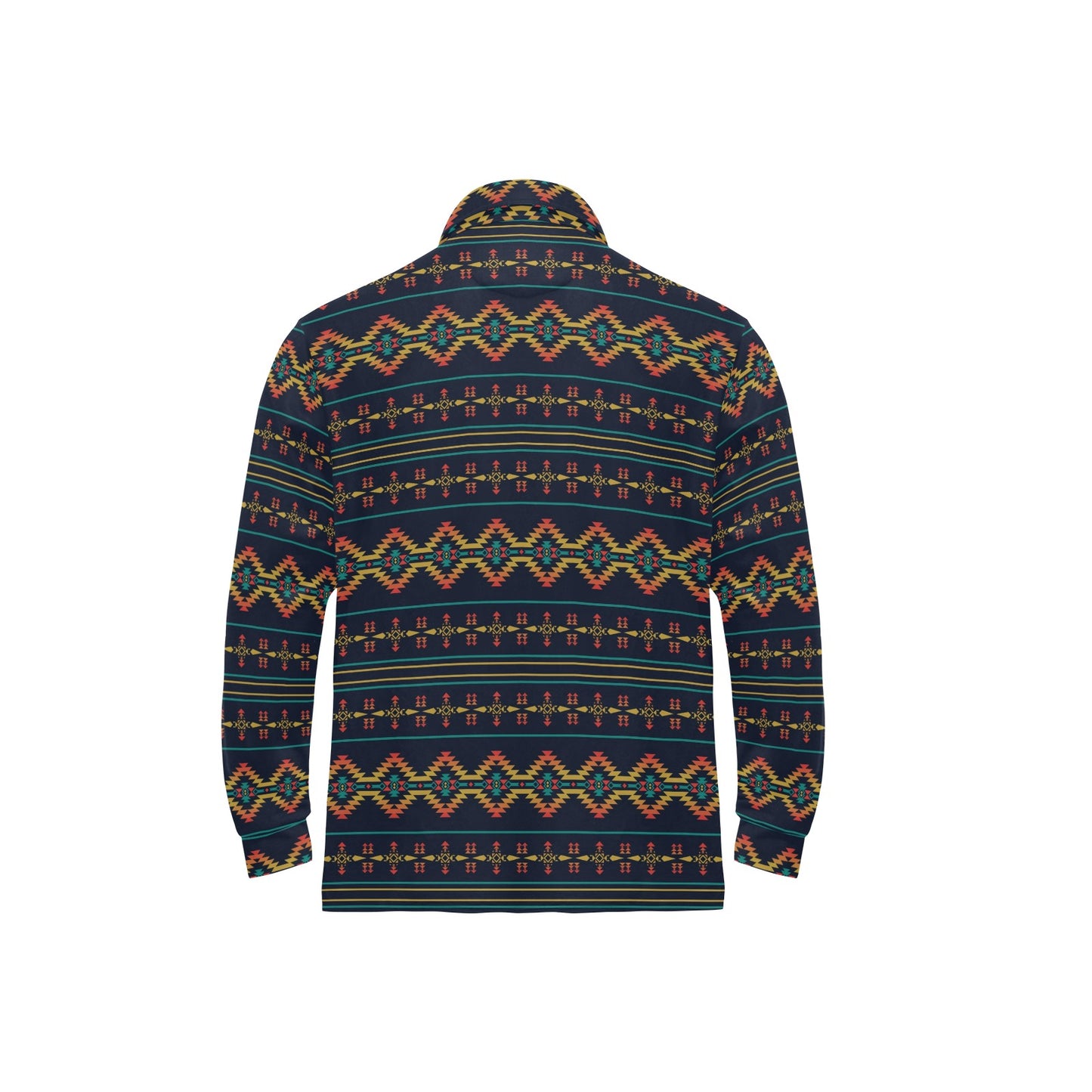 Southwest American Design Themed Print Long Sleeve Polo Shirt For Men's