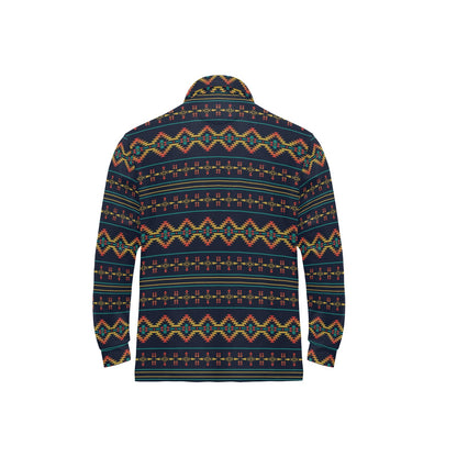 Southwest American Design Themed Print Long Sleeve Polo Shirt For Men's