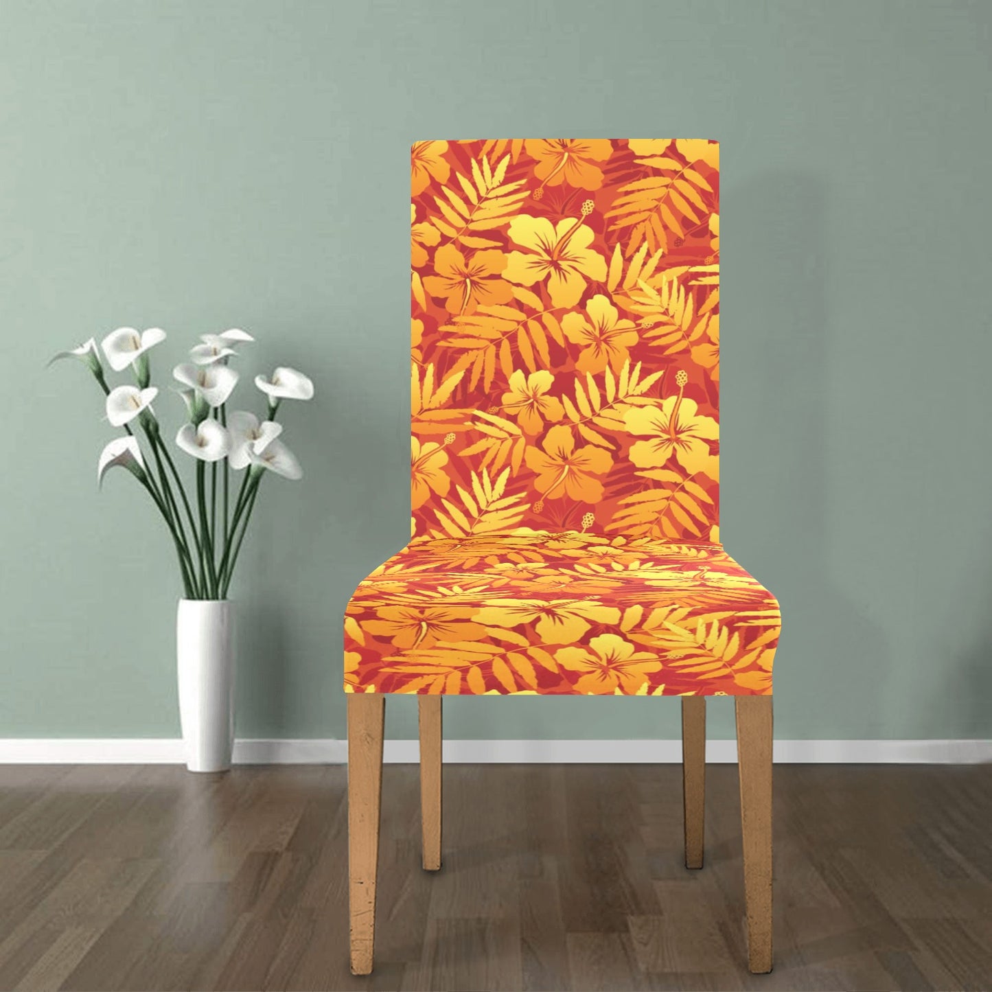 Hibiscus Summer Print Design LKS302 Dining Chair Slipcover
