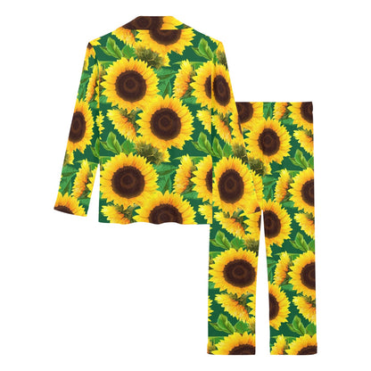 Sunflower Pattern Print Design SF02 Women's Long Pajama Set
