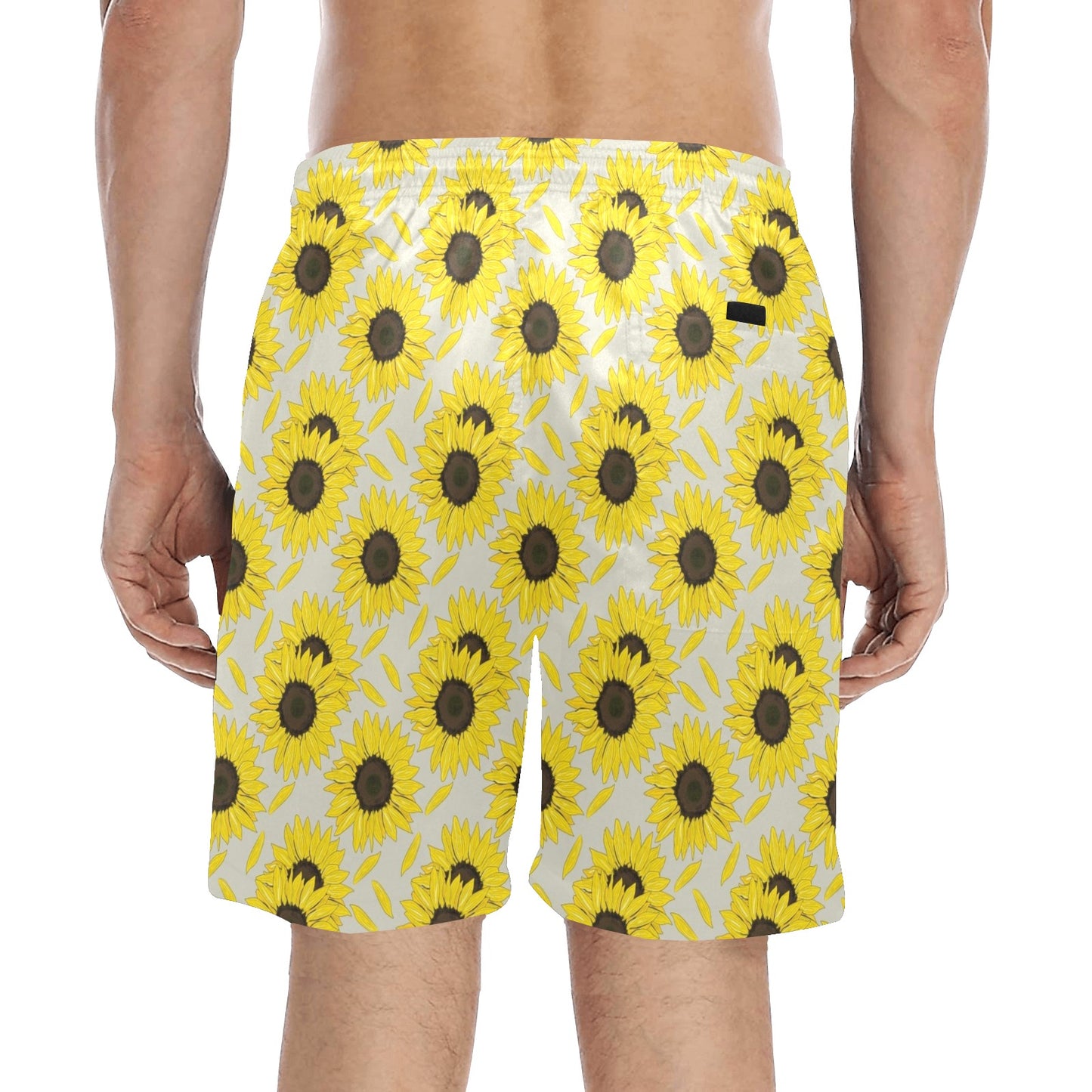 Sunflower Print Design LKS309 Men's Swim Trunks Beach Shorts