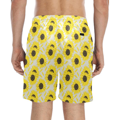 Sunflower Print Design LKS309 Men's Swim Trunks Beach Shorts