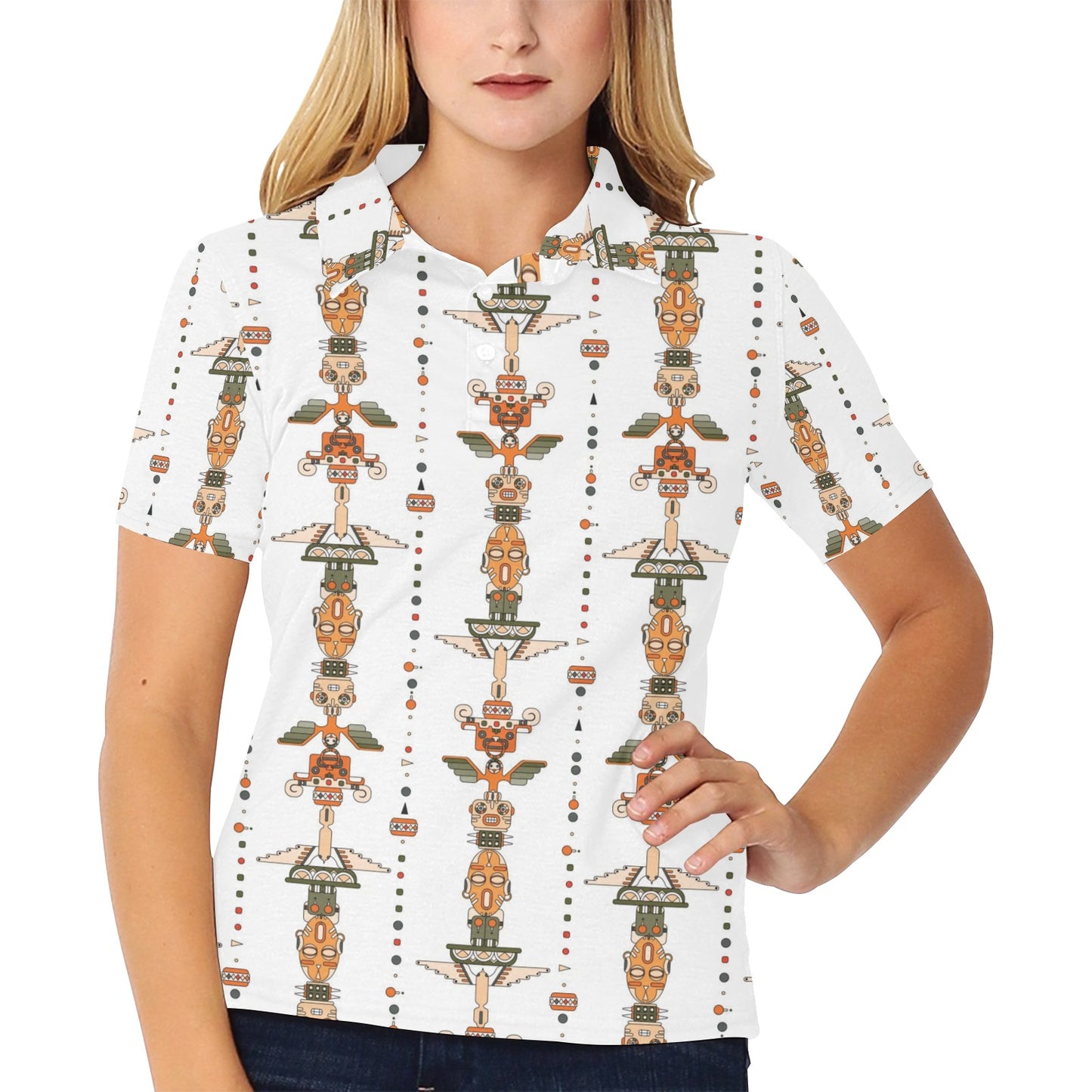Totem Print Design LKS302 Women's Polo Shirt