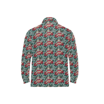 Tattoo Heart Print Design LKS301 Long Sleeve Polo Shirt For Men's