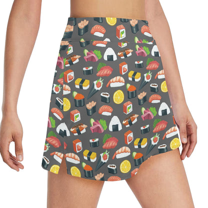 Sushi Pattern Print 17" Golf & Pickleball Skort with Pockets