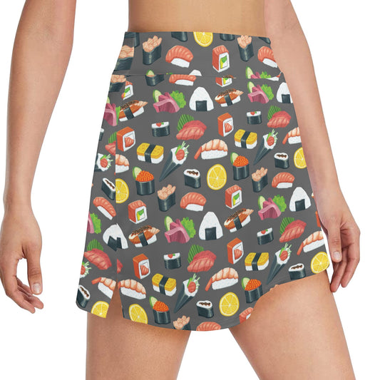Sushi Pattern Print 17" Golf & Pickleball Skort with Pockets