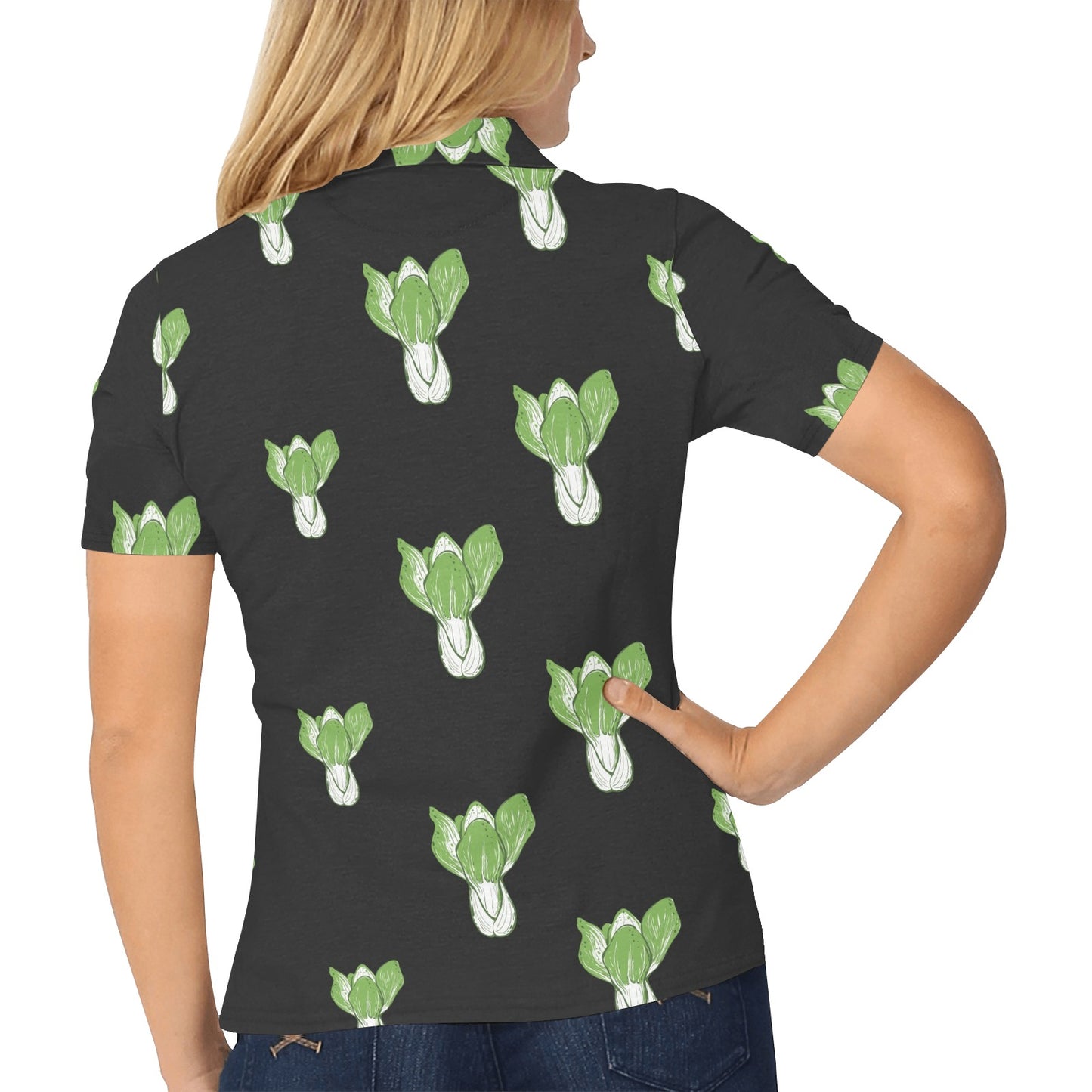 Kale Pattern Print Design 02 Women's Polo Shirt