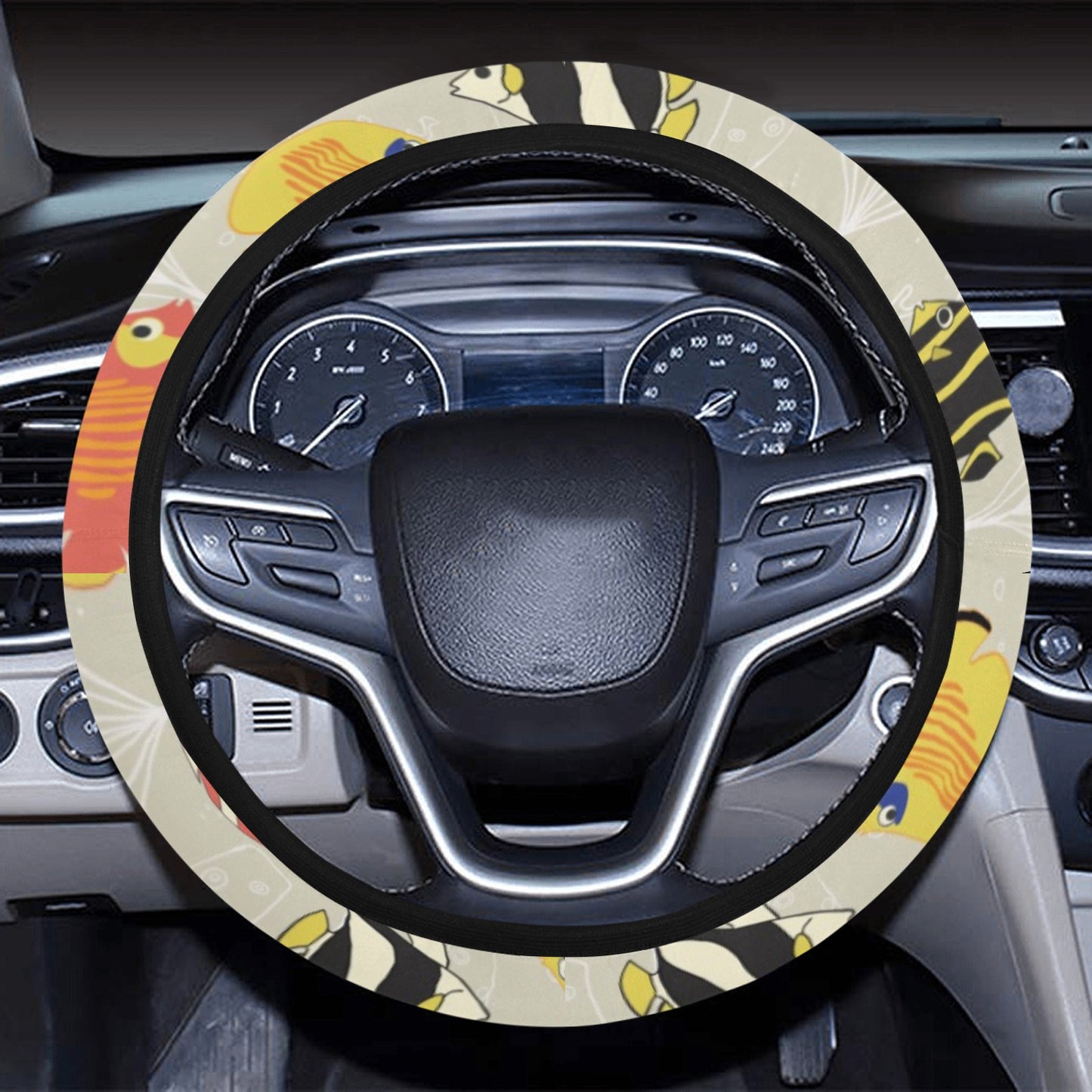 Angelfish Print Design LKS401 Steering Wheel Cover with Elastic Edge