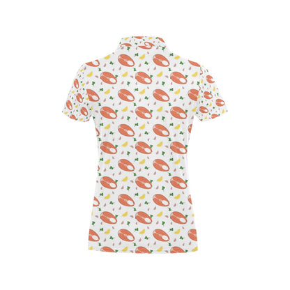 Salmon Steak Print Design LKS303 Women's Polo Shirt