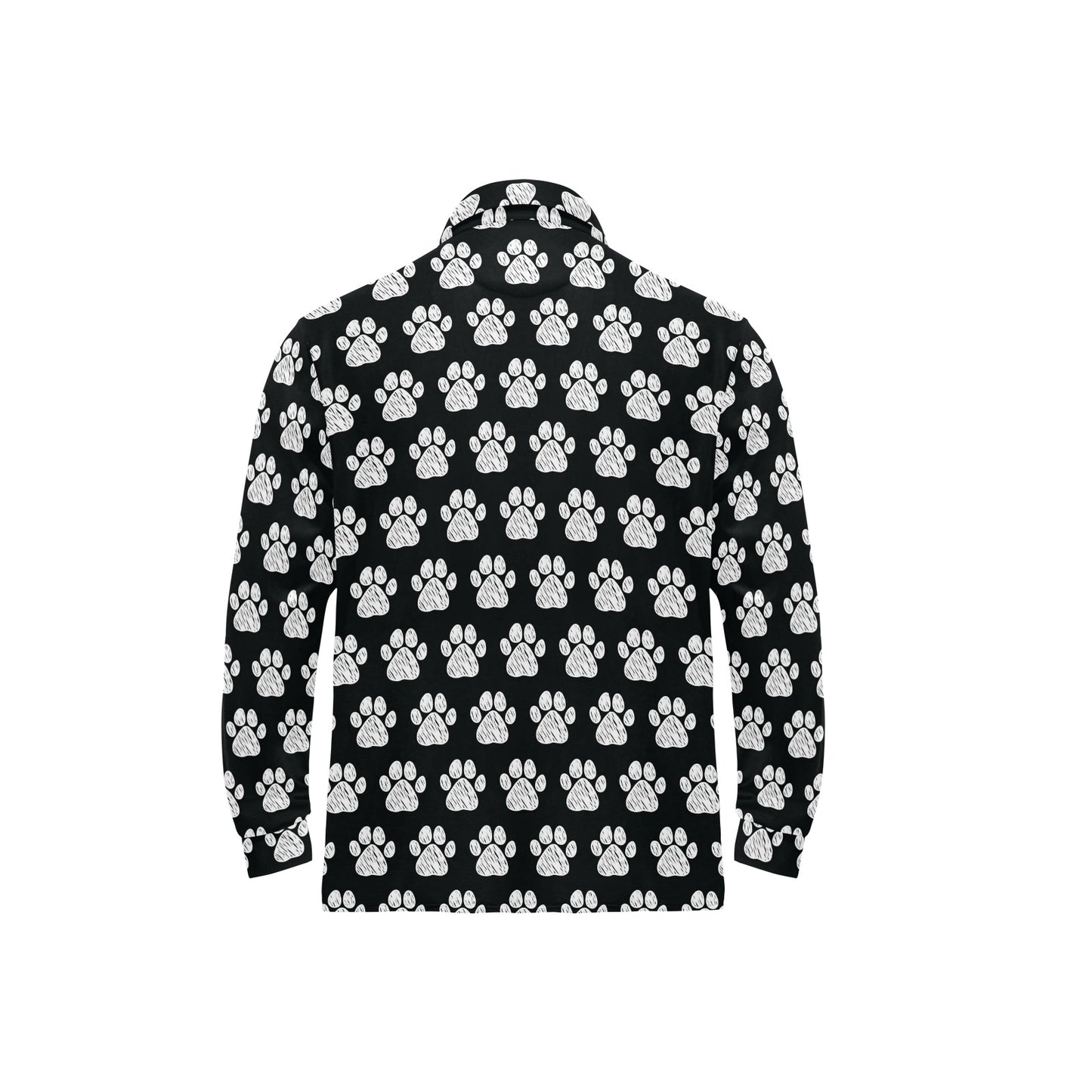 Paw Pattern Print Design A02 Long Sleeve Polo Shirt For Men's