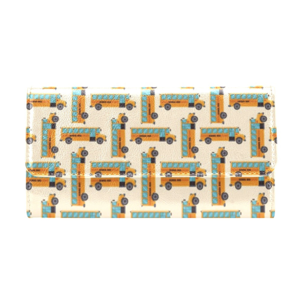 School Bus Print Design LKS305 Women's Trifold Wallet