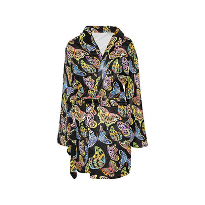 Butterfly Water Color Rainbow Women's Fleece Robe