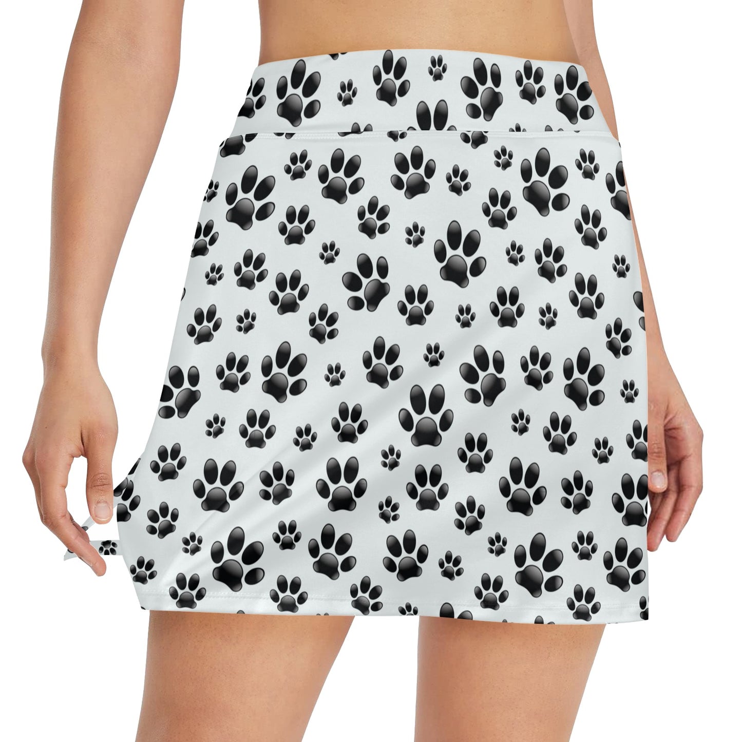 Paw Themed Print Women's Golf Skirt with Pocket