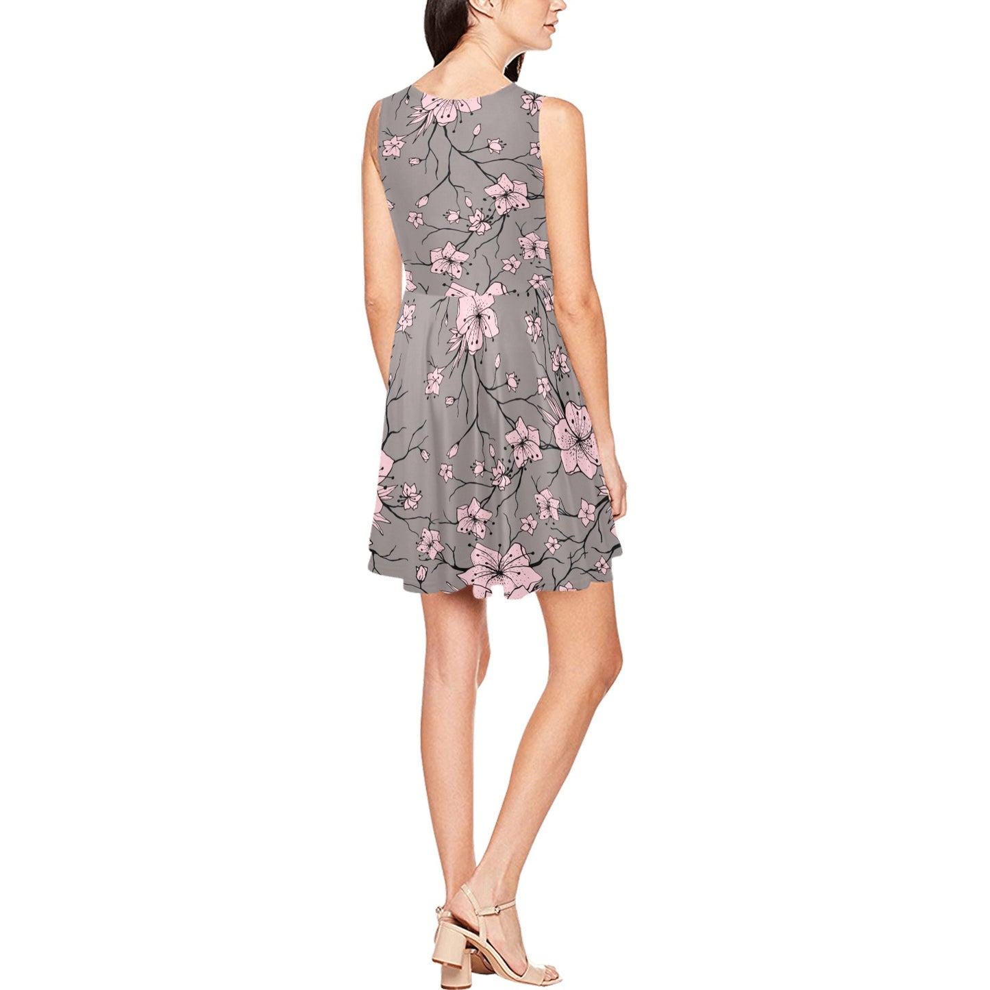 Cherry Blossom Pattern Print Design CB05 Sleeveless Dress