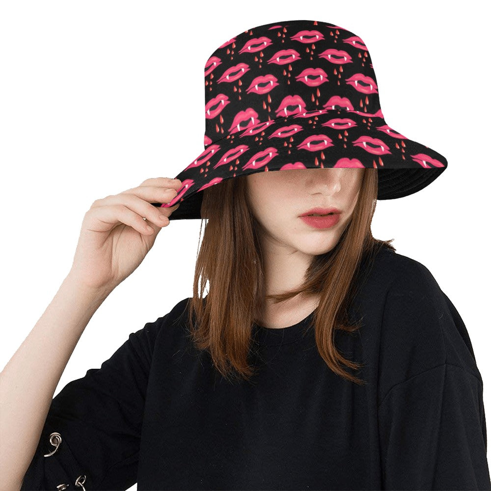 Vampire Lips Print Design LKS303 Unisex Bucket Hat