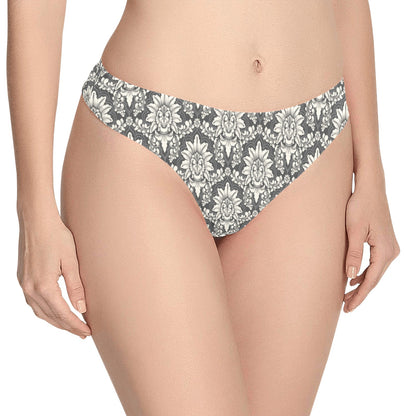 Damask Elegant Print Pattern Women's Thongs