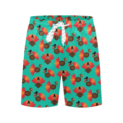 Turkey Print Design LKS402 Men's Swim Trunks Beach Shorts