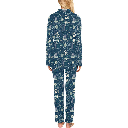 Vikings Print Design LKS305 Women's Long Pajama Set
