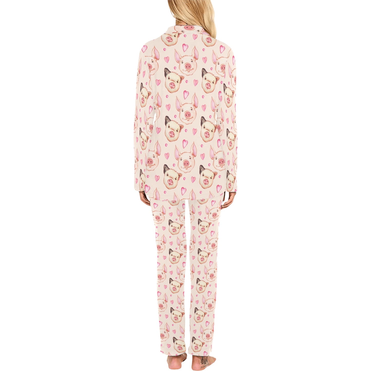 Pig Print Design LKS406 Women's Long Pajama Set