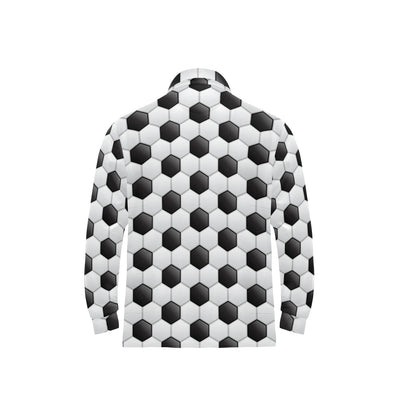 Soccer Ball Texture Print Pattern Long Sleeve Polo Shirt For Men's