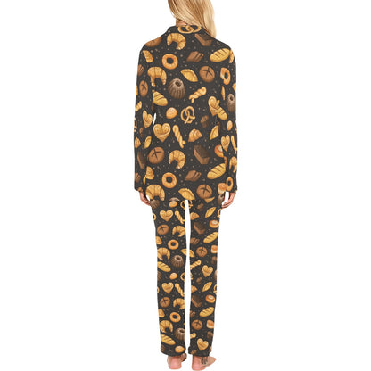 Bread Pattern Print Design 05 Women's Long Pajama Set