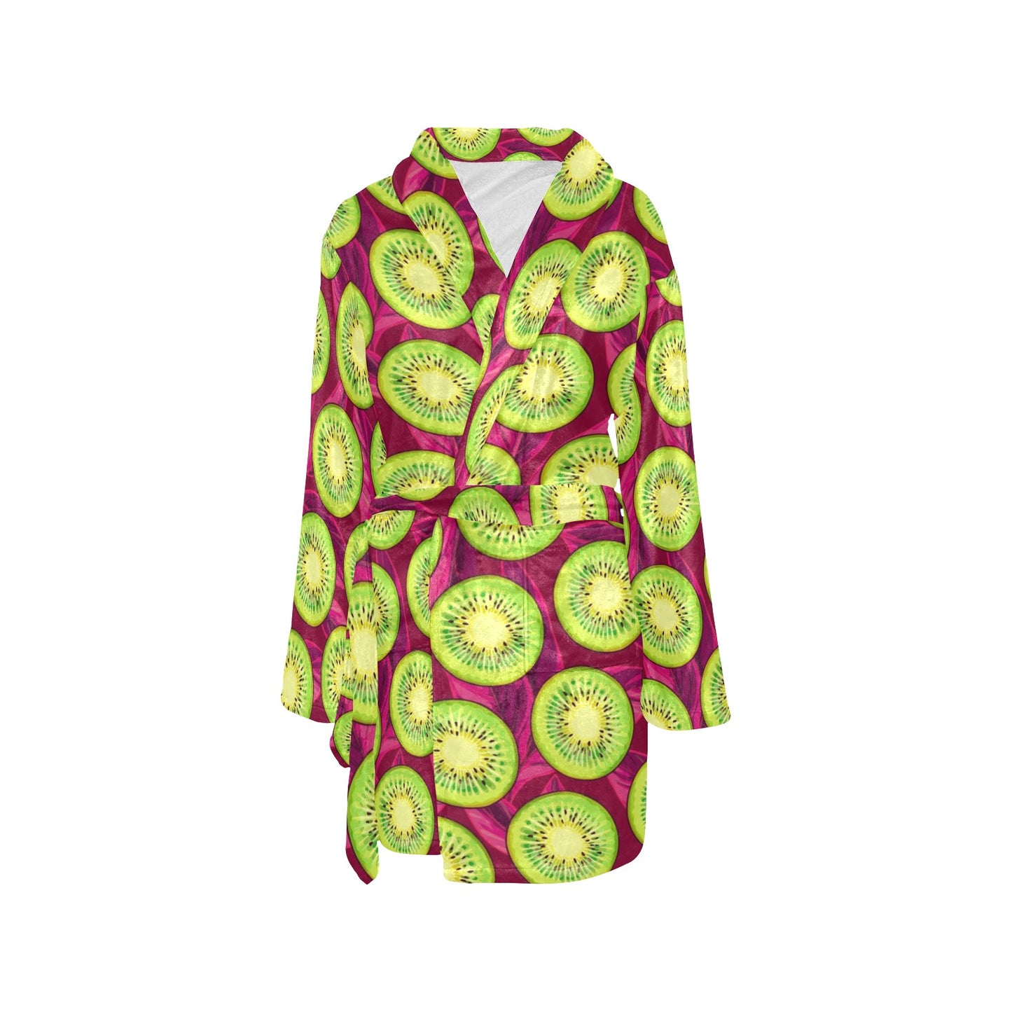 Kiwi Pattern Print Design KW05 Women's Fleece Robe