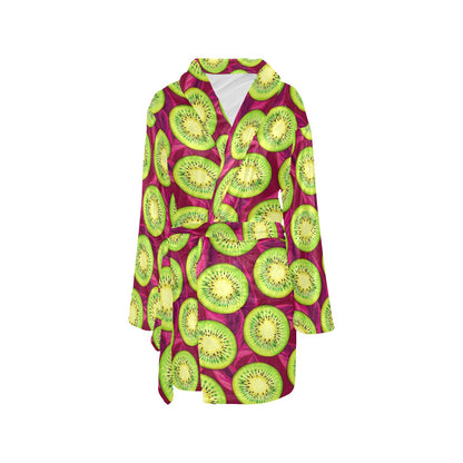 Kiwi Pattern Print Design KW05 Women's Fleece Robe