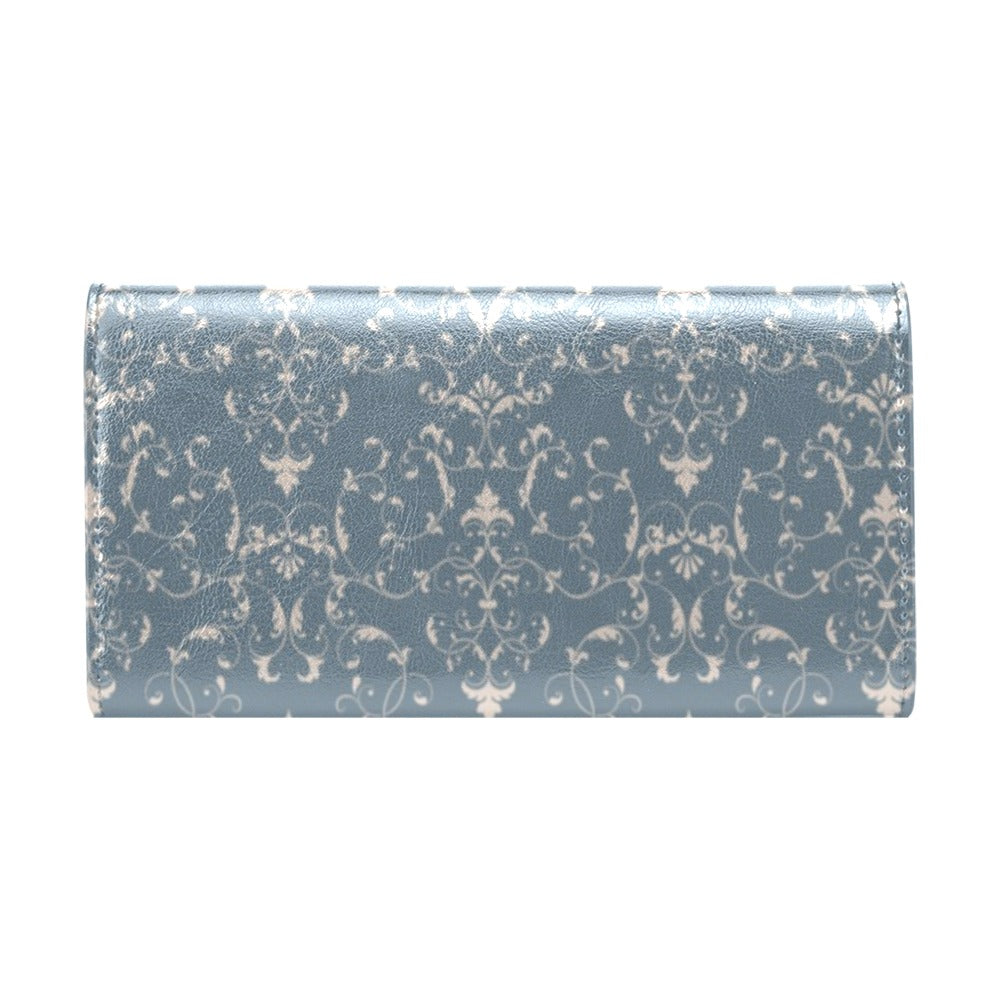 Damask Elegant Teal Print Pattern Women's Trifold Wallet
