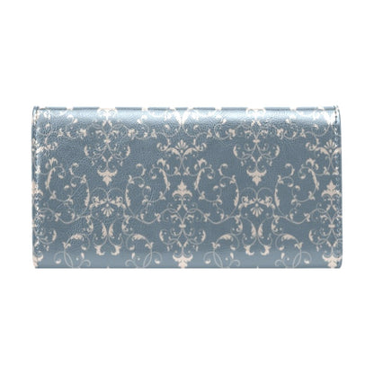 Damask Elegant Teal Print Pattern Women's Trifold Wallet